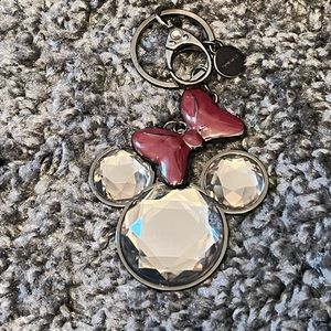 Disney Minnie Mouse Ears Bow Keychain Sparkle Rhinestones Mickey Mouse